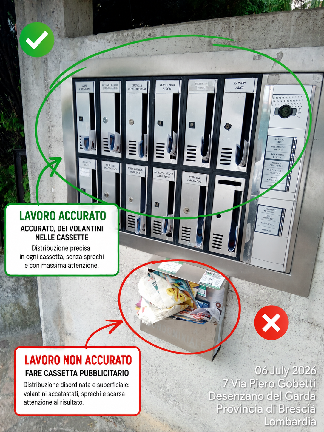 Distribuzione volantini nelle cassette postali di via Gobetti a Desenzano del Garda — Intermedia