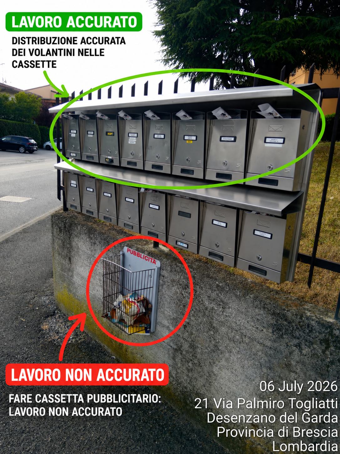 Volantinaggio accurato in via Togliatti a Desenzano del Garda — Intermedia